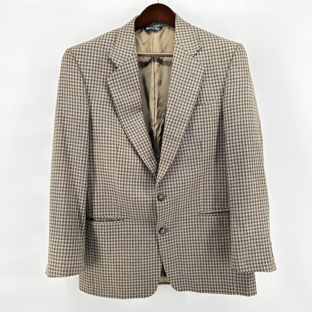 Vito Rufolo Positano Mens 40R Wool Silk Houndstooth Sport Coat Luxury Italy